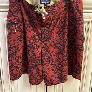 Patagonia Men's Red and Black Floral Hybrid Shorts